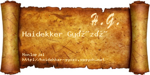 Haidekker Győző névjegykártya